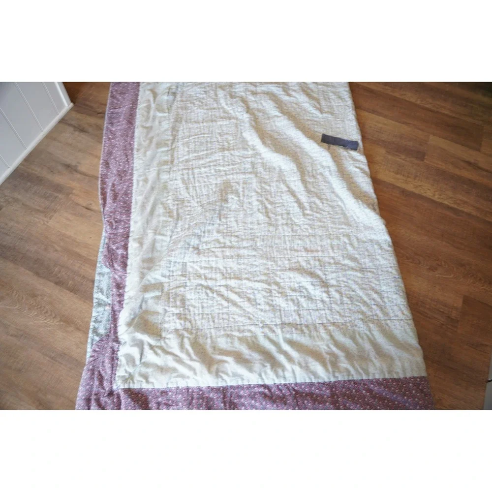 Handmade Patchwork Quilt Pink Blue Floral Log Cabin Style 84x70‎ Blanket